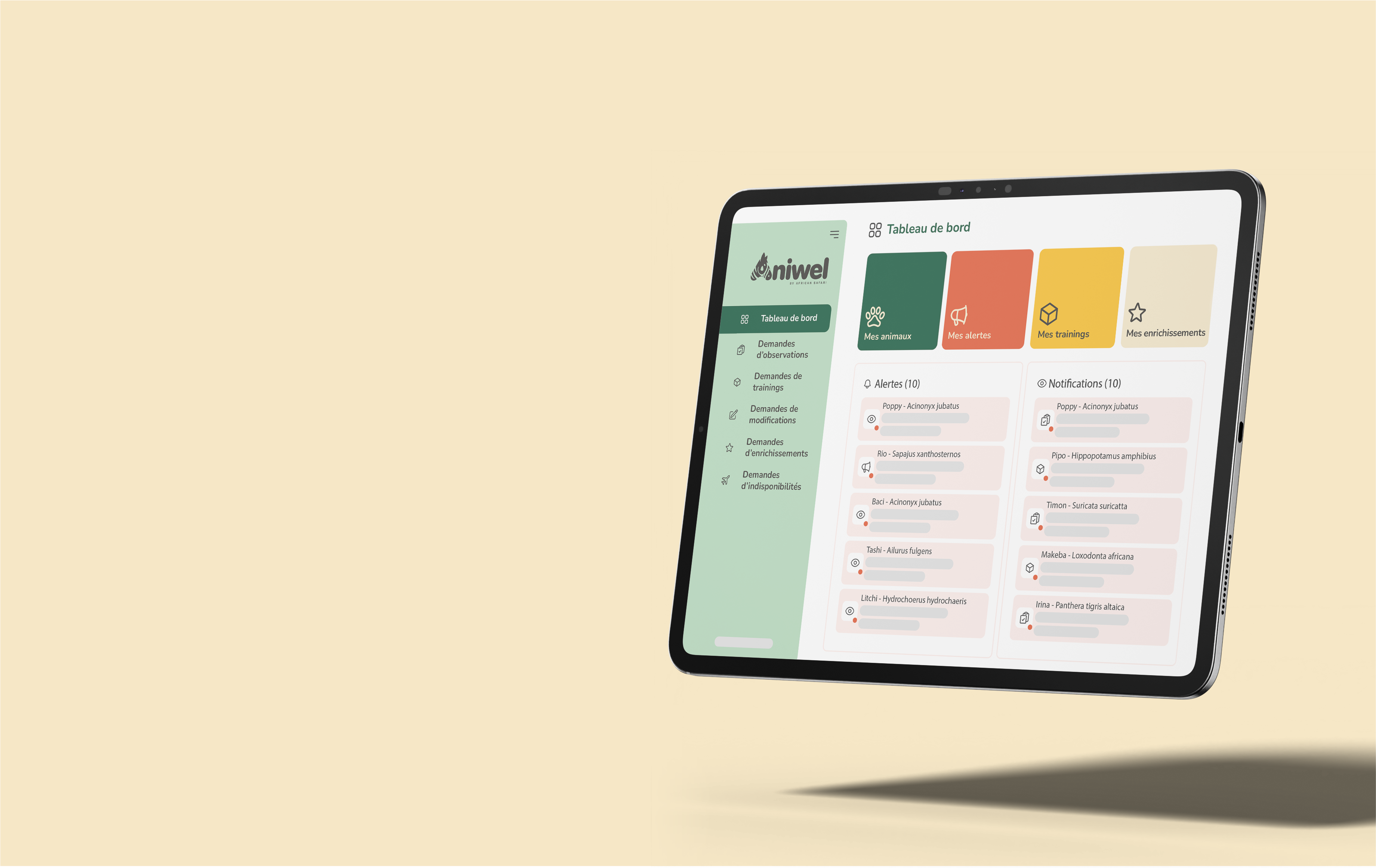 tablette avec l'application Aniwel pour l'évaluation du bien être animal